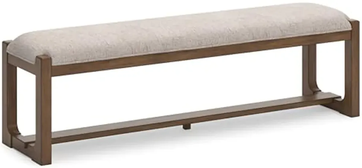 Signature Design by Ashley Cabalynn Farmhouse Upholstered 63" Dining Bench, Beige & Light Brown