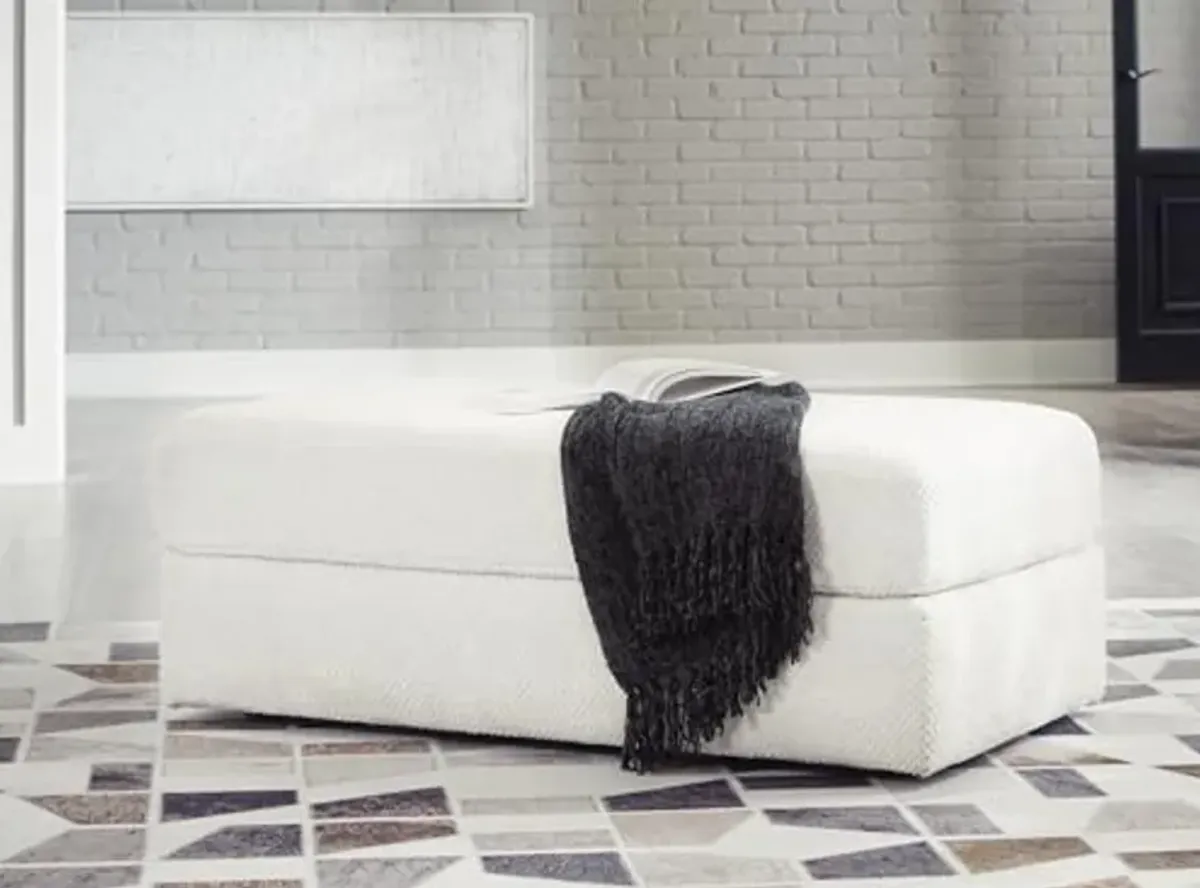 Signature Design by Ashley Karinne Contemporary Upholstered Oversized Accent Ottoman with Non-Skid Legs, White