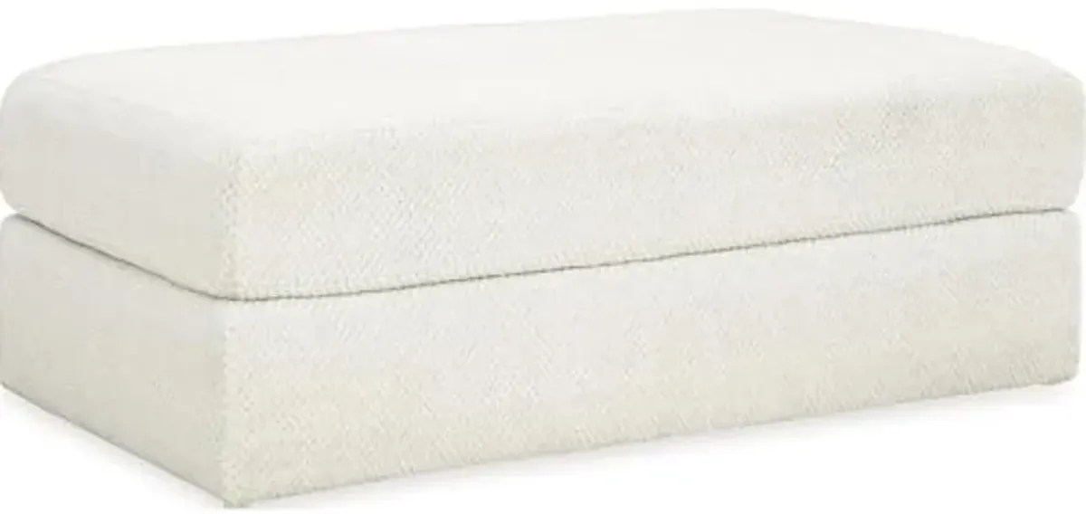 Signature Design by Ashley Karinne Contemporary Upholstered Oversized Accent Ottoman with Non-Skid Legs, White