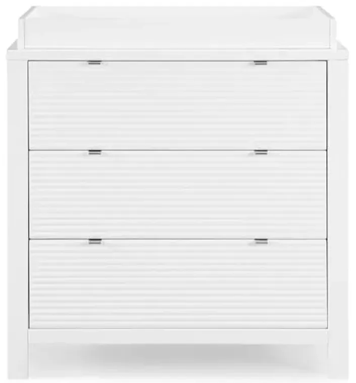 Delta Children Cassie 3 Drawer Dresser with Changing Top and Interlocking Drawers, Bianca White
