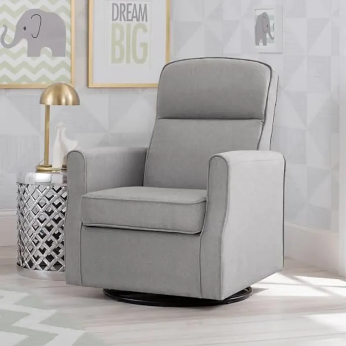 Delta Children Blair Slim Nursery Glider Swivel Rocker Chair, French Gray