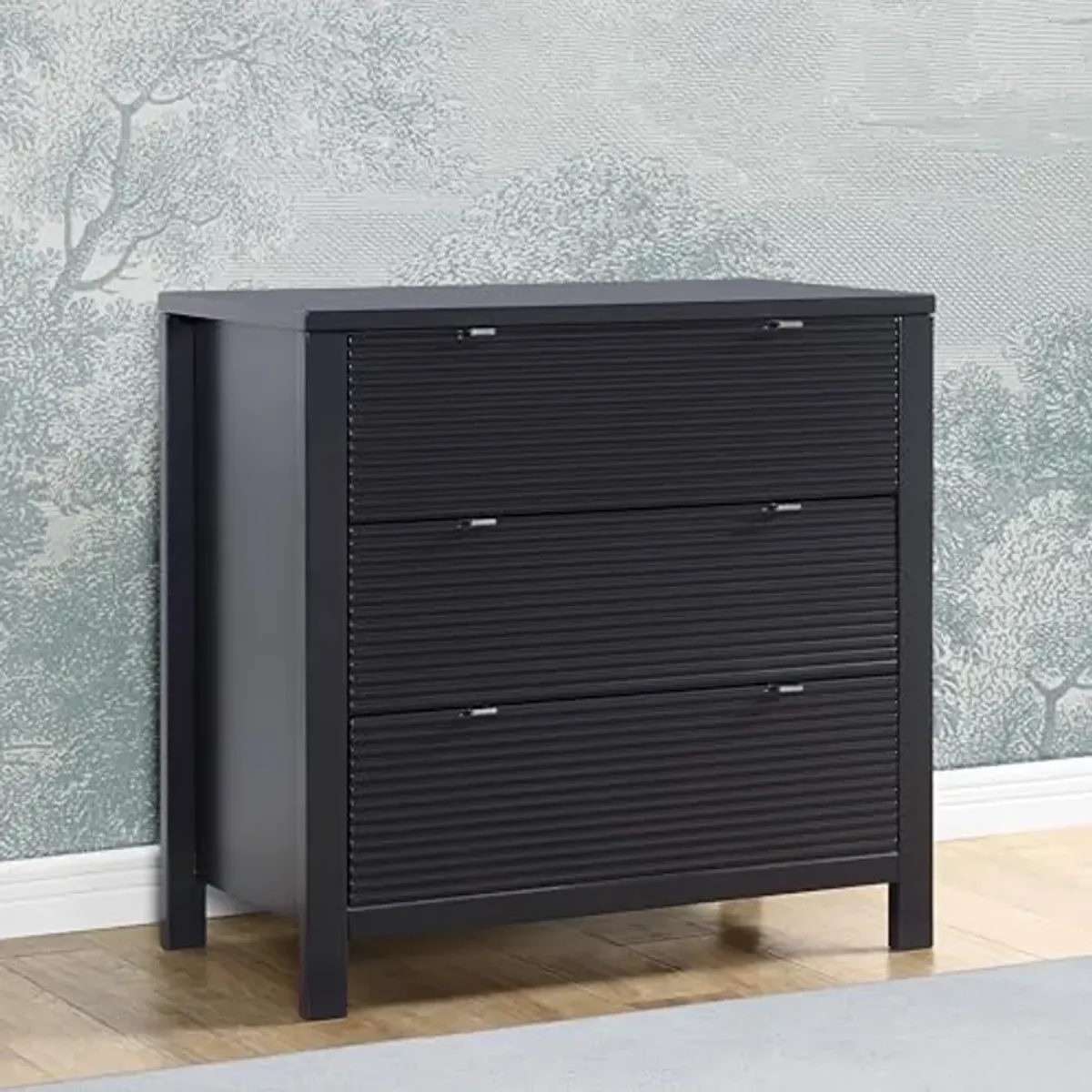 Delta Children Cassie 3 Drawer Dresser with Changing Top and Interlocking Drawers, Midnight Grey