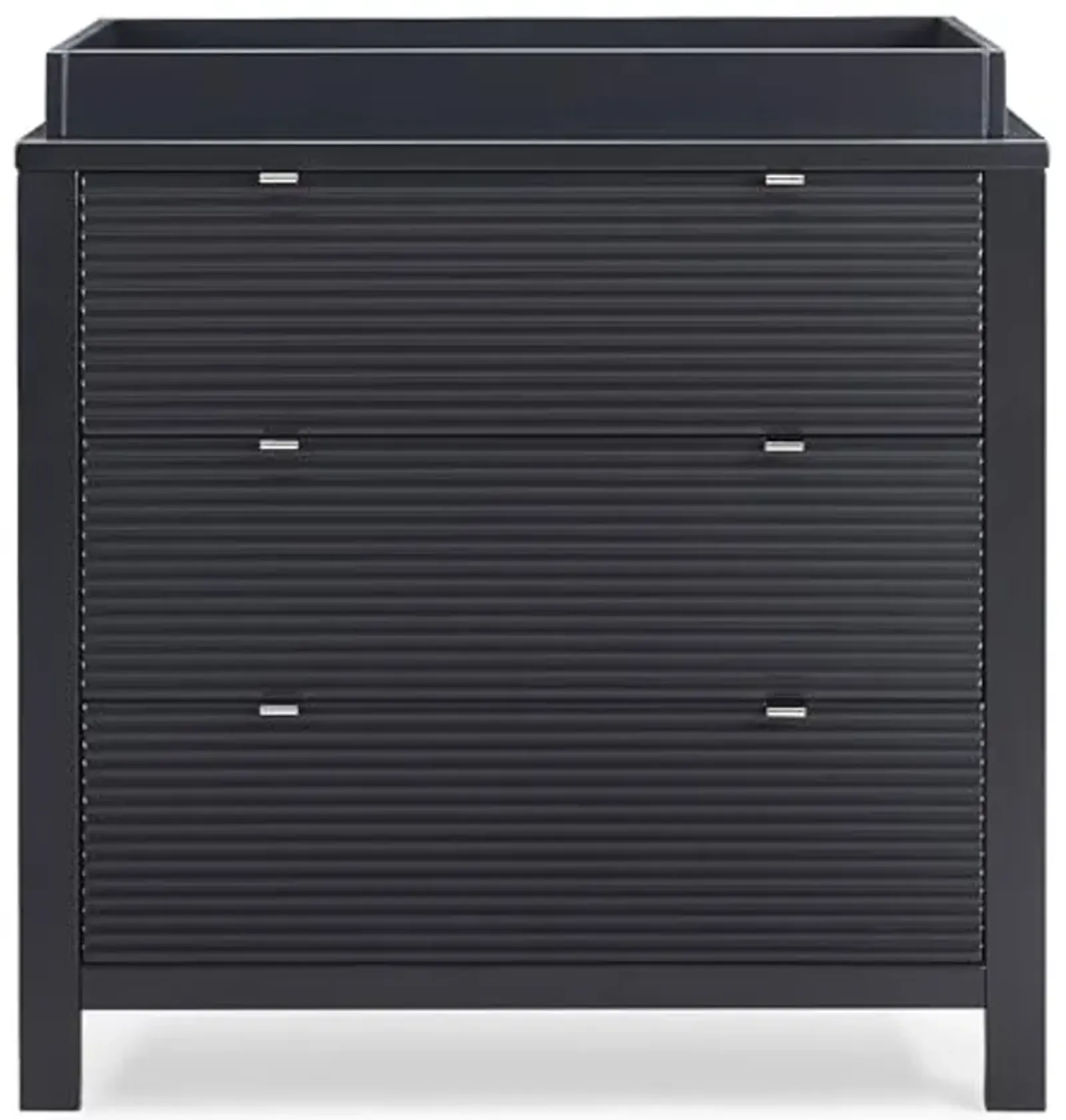 Delta Children Cassie 3 Drawer Dresser with Changing Top and Interlocking Drawers, Midnight Grey