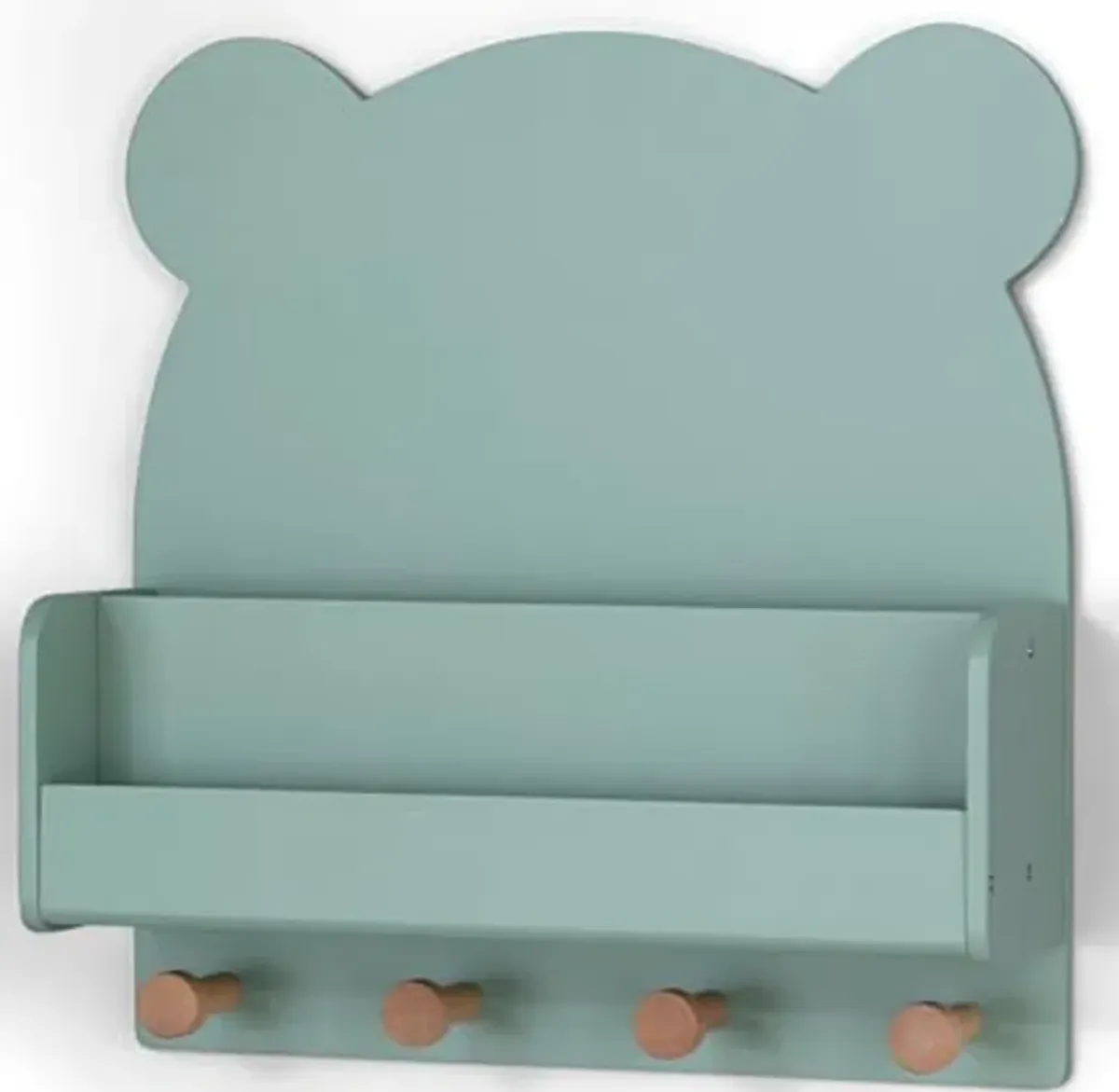 babyGap by Delta Children Brannan Bear Wall Shelf with 4 Hooks, Sage Green