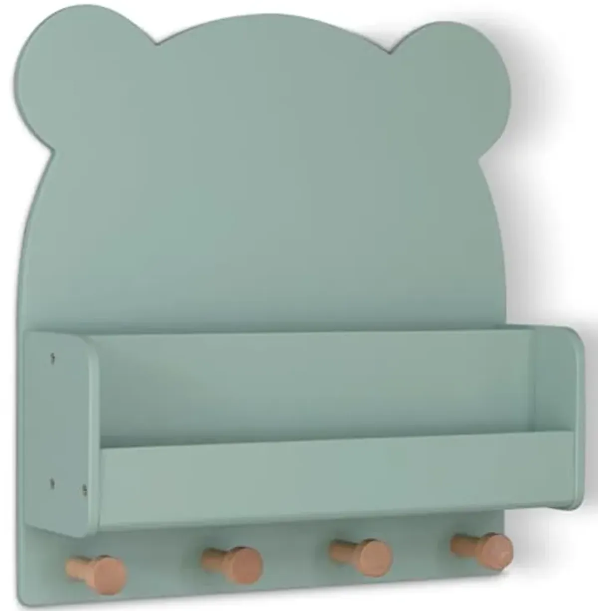 babyGap by Delta Children Brannan Bear Wall Shelf with 4 Hooks, Sage Green