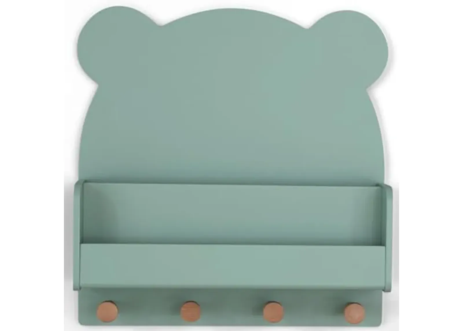 babyGap by Delta Children Brannan Bear Wall Shelf with 4 Hooks, Sage Green