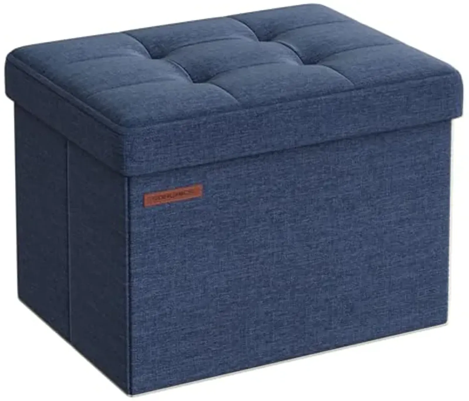 SONGMICS Small Folding Storage Ottoman, Foot Rest Stool, 12.2 x 16.1 x 12.2 Inches, 286 lb Load Capacity, for Living Room, Bedroom, Home Office, Dorm, Midnight Blue ULSF102Q02