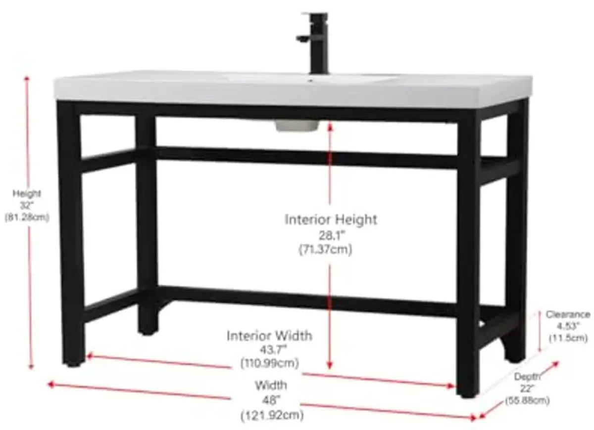 Elegant Kitchen and Bath VF14548BK 48 inch ADA Compliant Single Bathroom Metal Vanity in Black