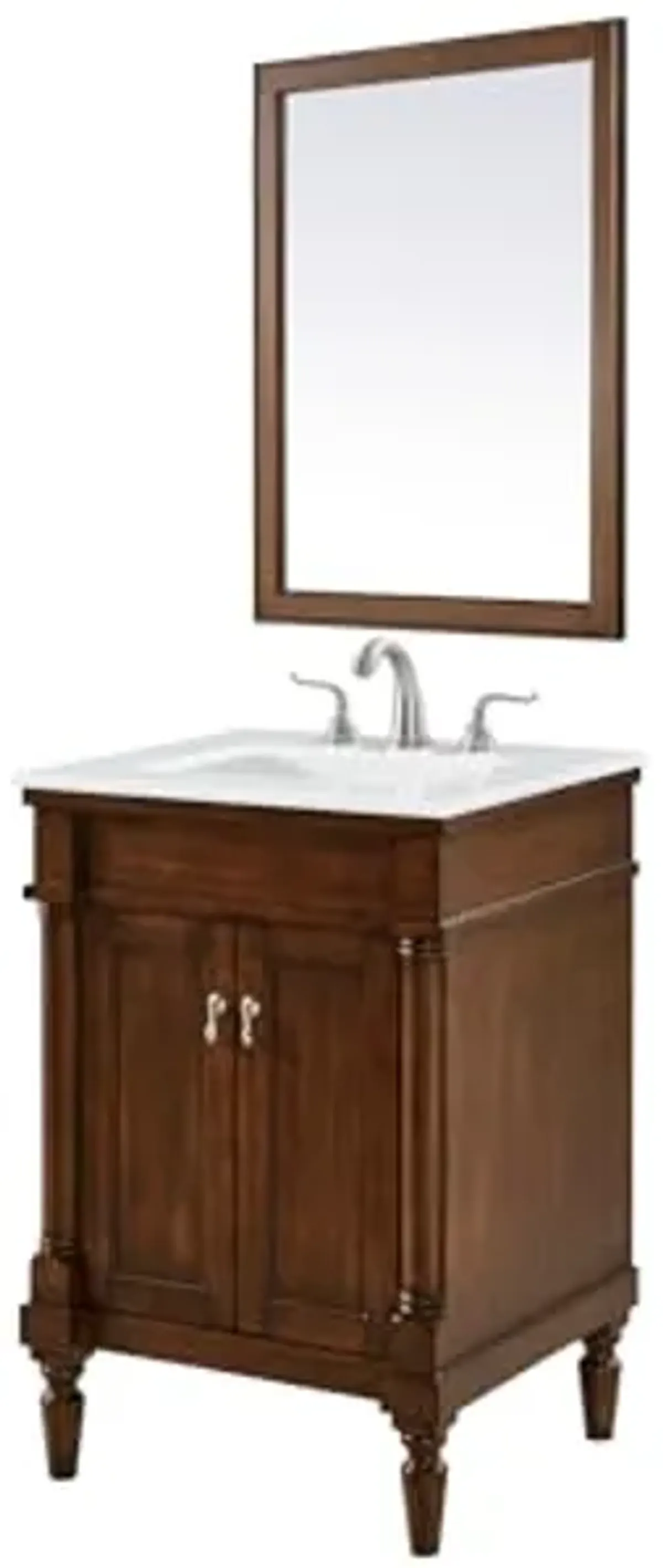 ELEGANT LIGHTING 24 inch Single Bathroom Vanity in Walnut with Ivory White Engineered Marble