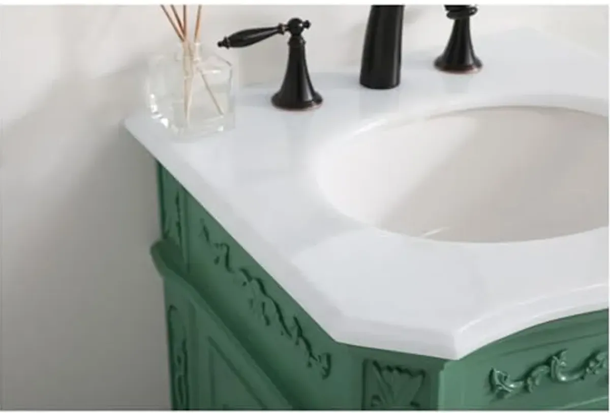 ELEGANT LIGHTING 21 inch Single Bathroom Vanity in Antique White with Ivory White Engineered Marble