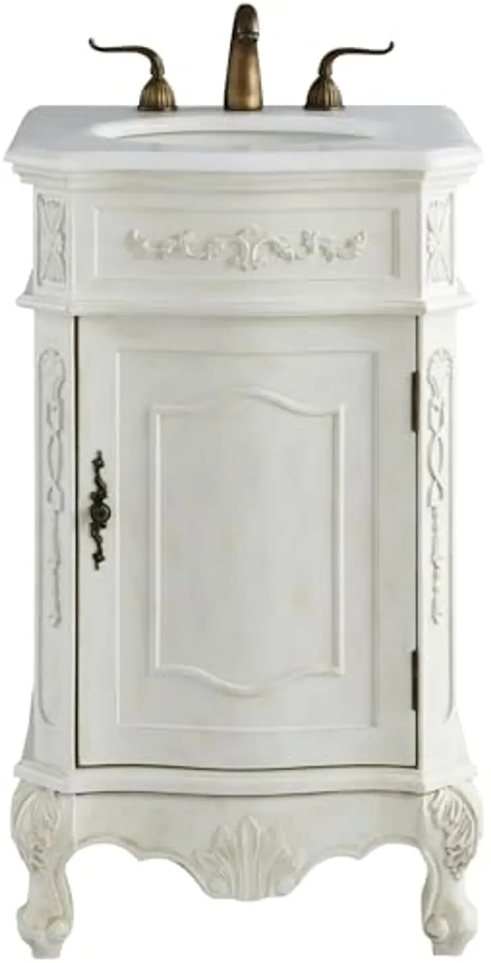 ELEGANT LIGHTING 21 inch Single Bathroom Vanity in Antique White with Ivory White Engineered Marble