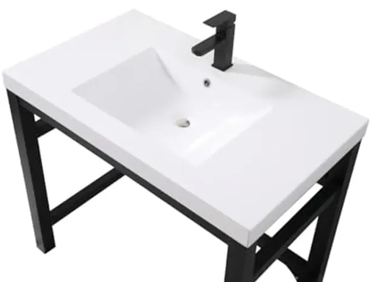 ELEGANT LIGHTING 36 inch ADA Compliant Single Bathroom Metal Vanity in Black