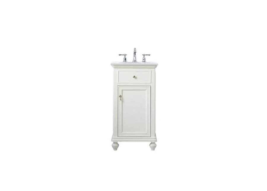 Elegant Kitchen and Bath VF12319AW-VW 19 inch Single Bathroom Vanity in Antique White with Ivory White Engineered Marble