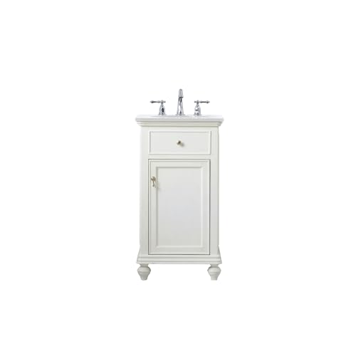 Elegant Kitchen and Bath VF12319AW-VW 19 inch Single Bathroom Vanity in Antique White with Ivory White Engineered Marble