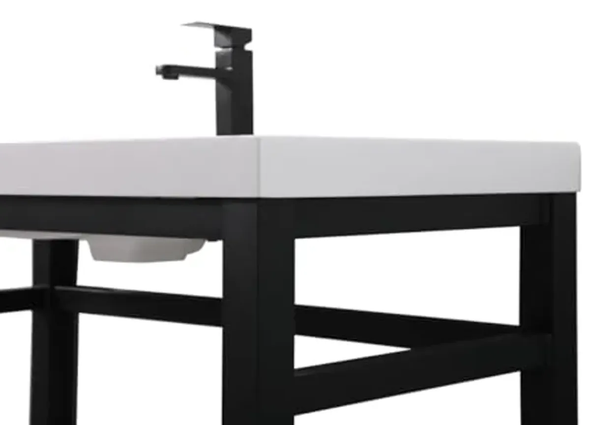 Elegant Kitchen and Bath VF14542BK 42 inch ADA Compliant Single Bathroom Metal Vanity in Black