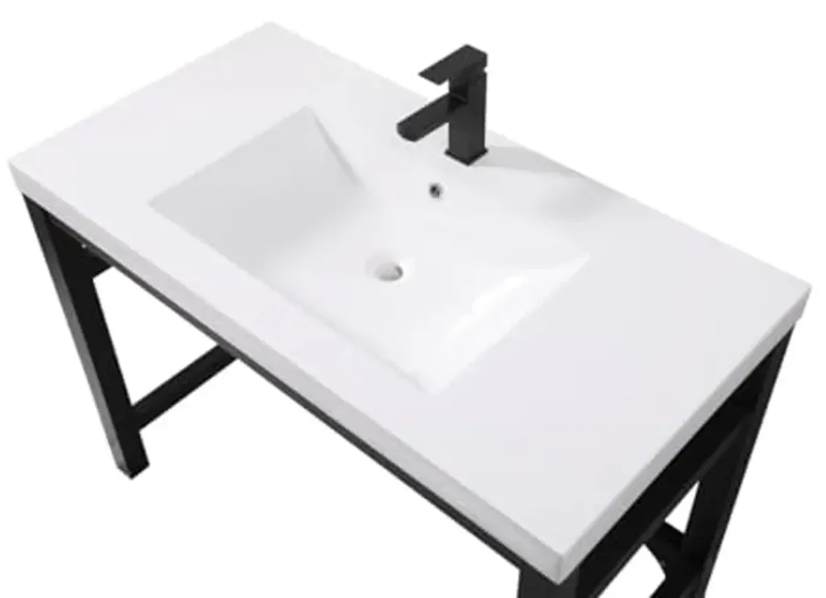 Elegant Kitchen and Bath VF14542BK 42 inch ADA Compliant Single Bathroom Metal Vanity in Black