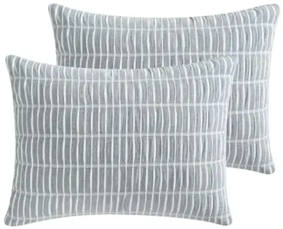 Tahari Home - Comforter Set, Lightweight Bedding with Matching Pillow Shams, Chic Room Decor, Puckered Seersucker Room Decor (Ivy Denim Blue, Full/Queen)