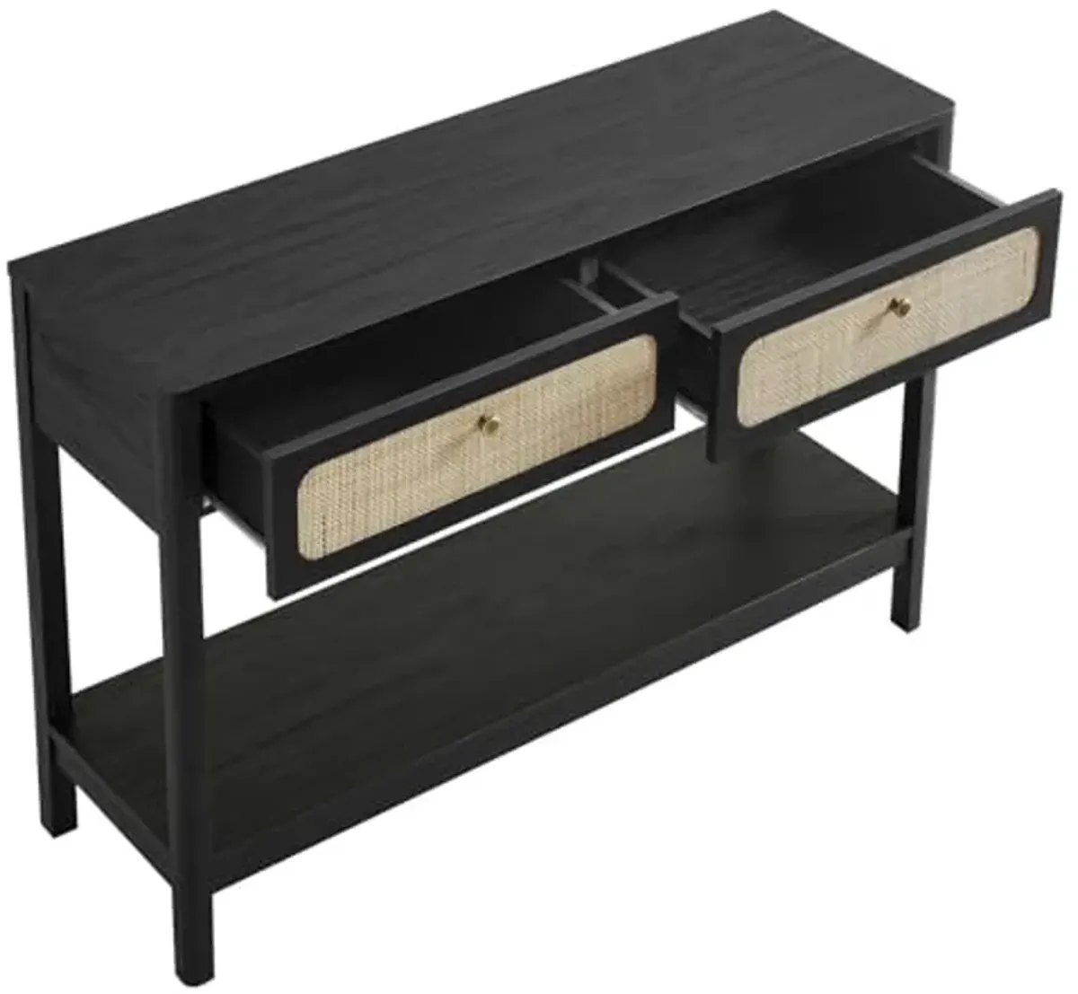 Modway Chaucer Modern Console Black with Wood Grain Finish, Ideal Entryway Table with Storage for Hallway or Living Room Décor