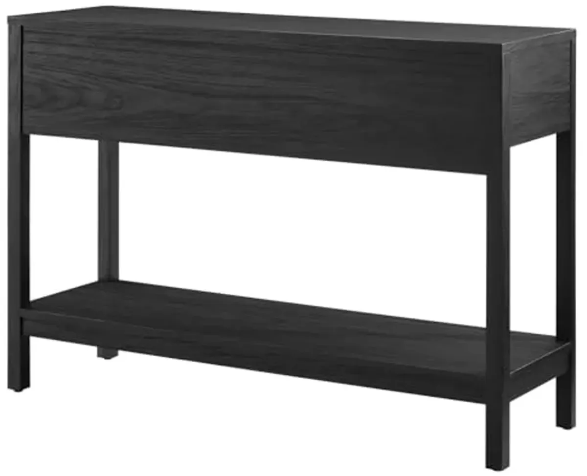 Modway Chaucer Modern Console Black with Wood Grain Finish, Ideal Entryway Table with Storage for Hallway or Living Room Décor