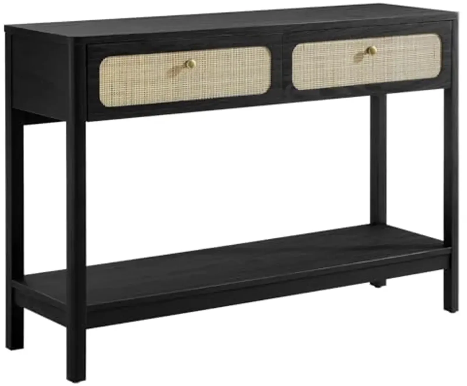 Modway Chaucer Modern Console Black with Wood Grain Finish, Ideal Entryway Table with Storage for Hallway or Living Room Décor