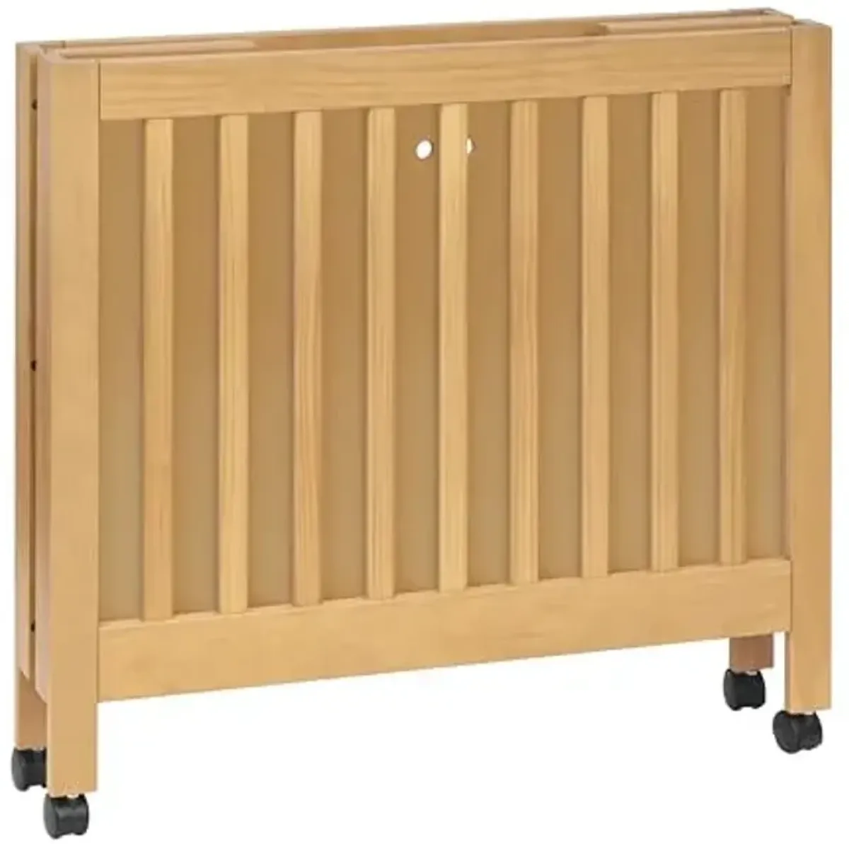 Babyletto Origami Mini Crib with Wheels - GREENGUARD Gold Certified - Portable Baby Crib for Small Spaces - Foldable & Converts to Twin Bed - Easy Setup - 2 Adjustable Mattress Positions - Honey