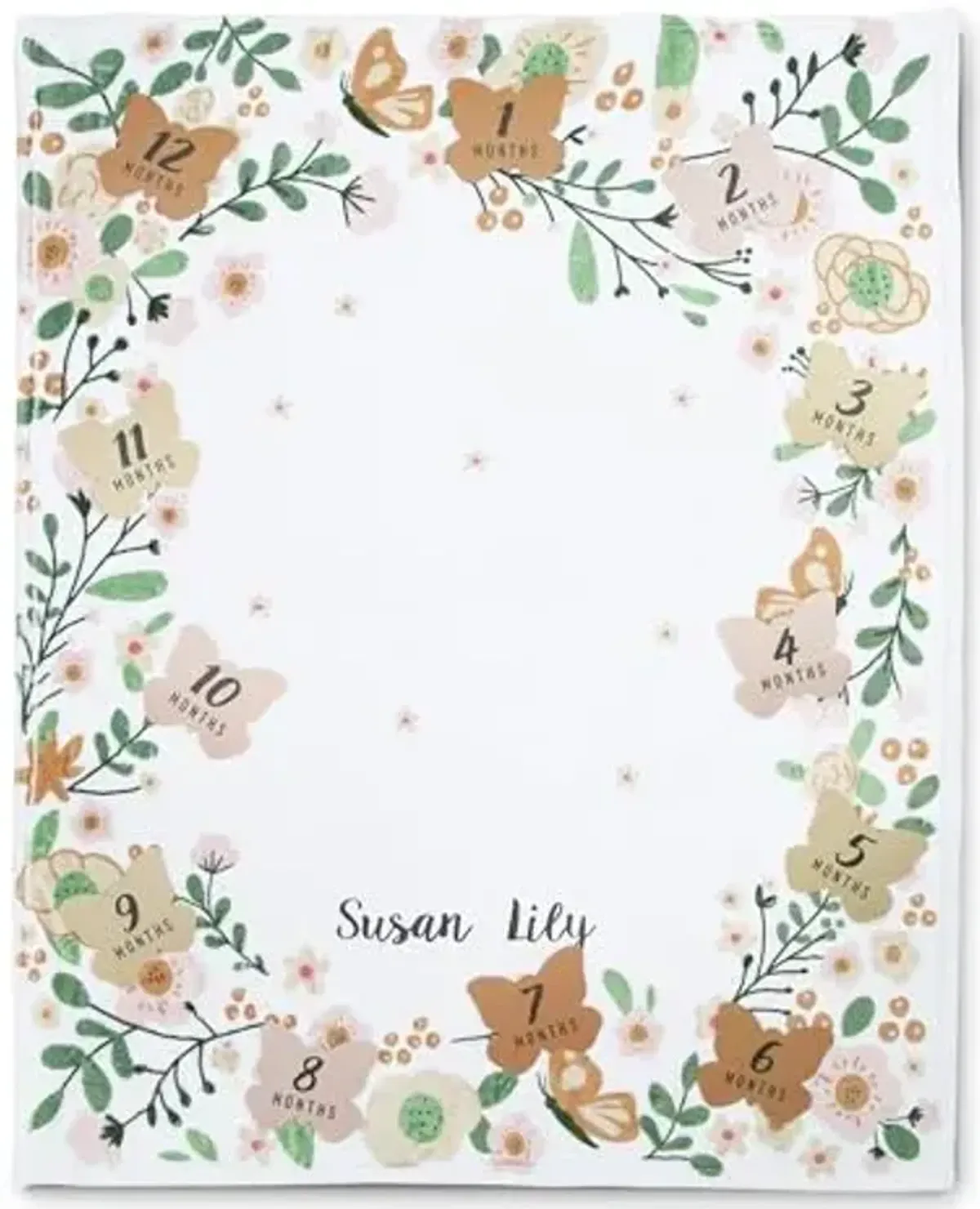 Delta Children Personalized Milestone Baby Blanket – Monthly Blanket for Pictures – Photo Blanket for Newborns, Floral