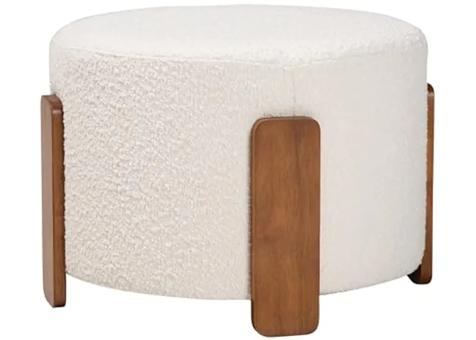 Baxton Studio Finlay Footstool, One Size, Cream/Walnut Brown