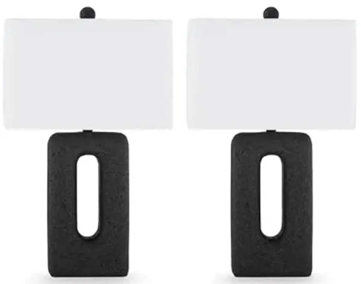 Signature Design by Ashley Wimmings Contemporary Textured Polyresin Table Lamp with 3-Way Switch, Set of 2, Black