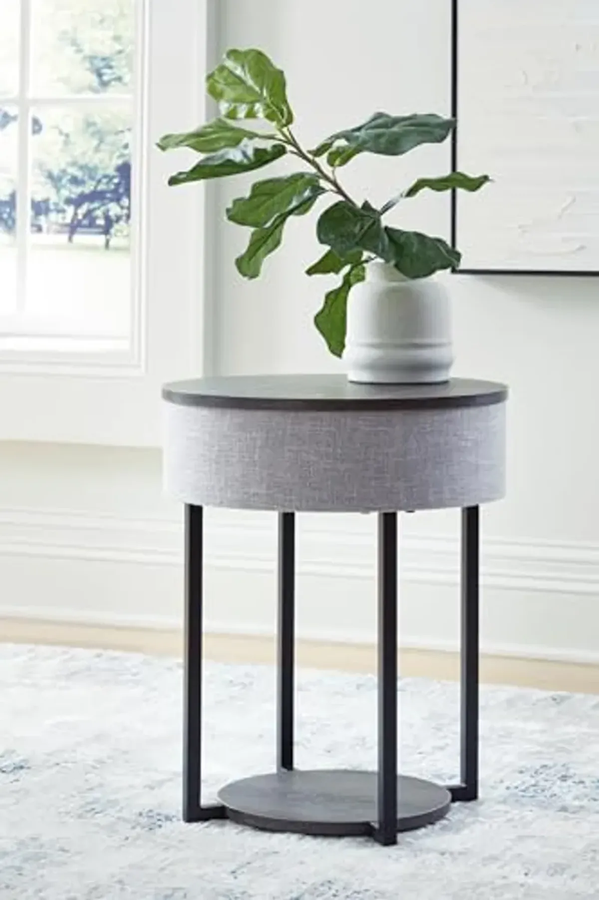 Signature Design by Ashley Sethlen Accent Table, 18" W x 18" D x 22" H, Gray & Black