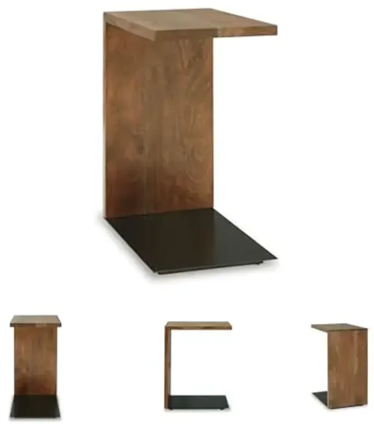 Signature Design by Ashley Wimshaw Contemporary Accent Table with Metal Base and C-Table Design, Black & Light Brown