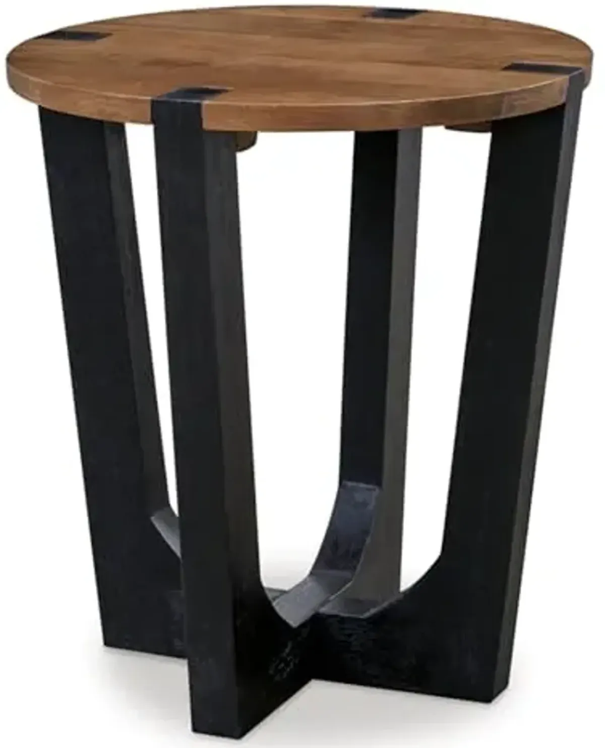 Signature Design by Ashley Hanneforth Farmhouse End Table with Angled Solid Wood Legs, Light Brown & Black