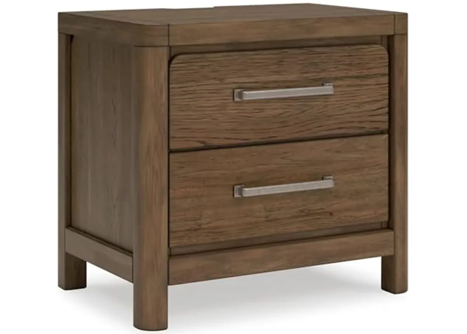 Signature Design by Ashley Cabalynn Lodge 2 Drawer Nightstand with Power Supply and USB Ports, 26.88" Tall, Light Brown