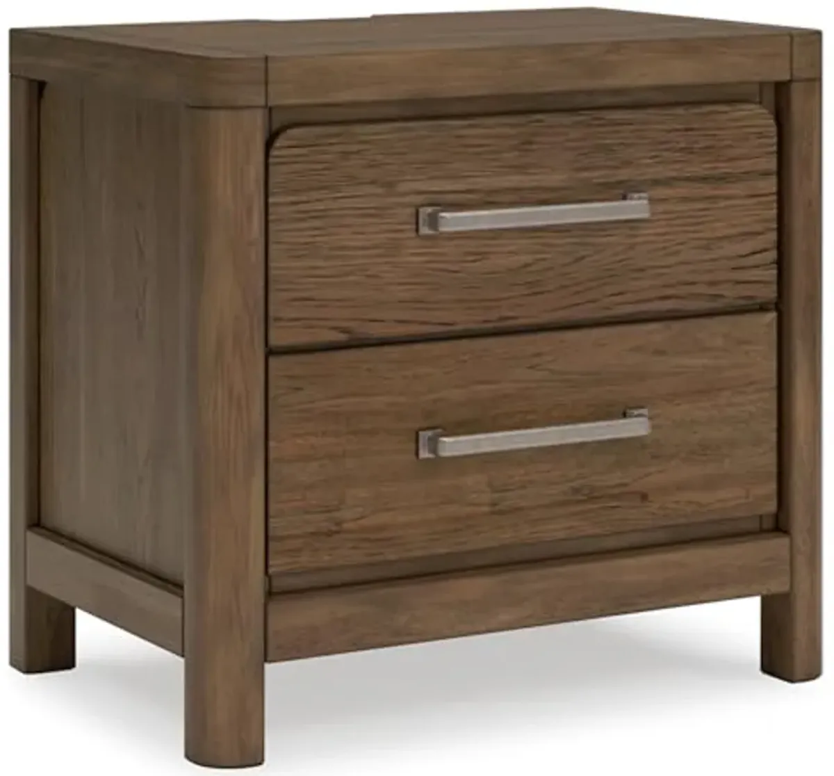 Signature Design by Ashley Cabalynn Lodge 2 Drawer Nightstand with Power Supply and USB Ports, 26.88" Tall, Light Brown