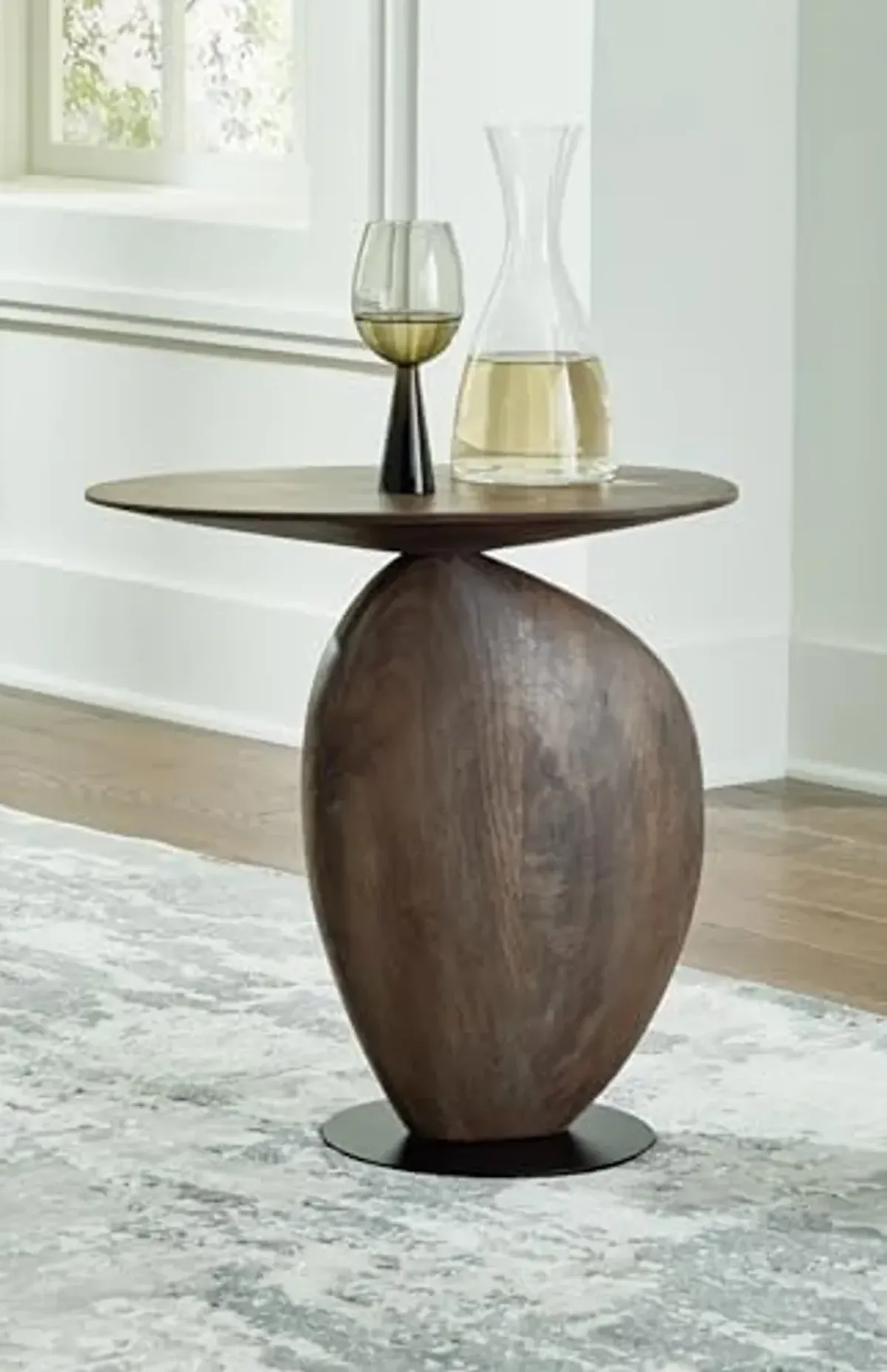 Signature Design by Ashley Cormmet Accent Table, 20" W x 13" D x 21" H, Dark Brown & Black