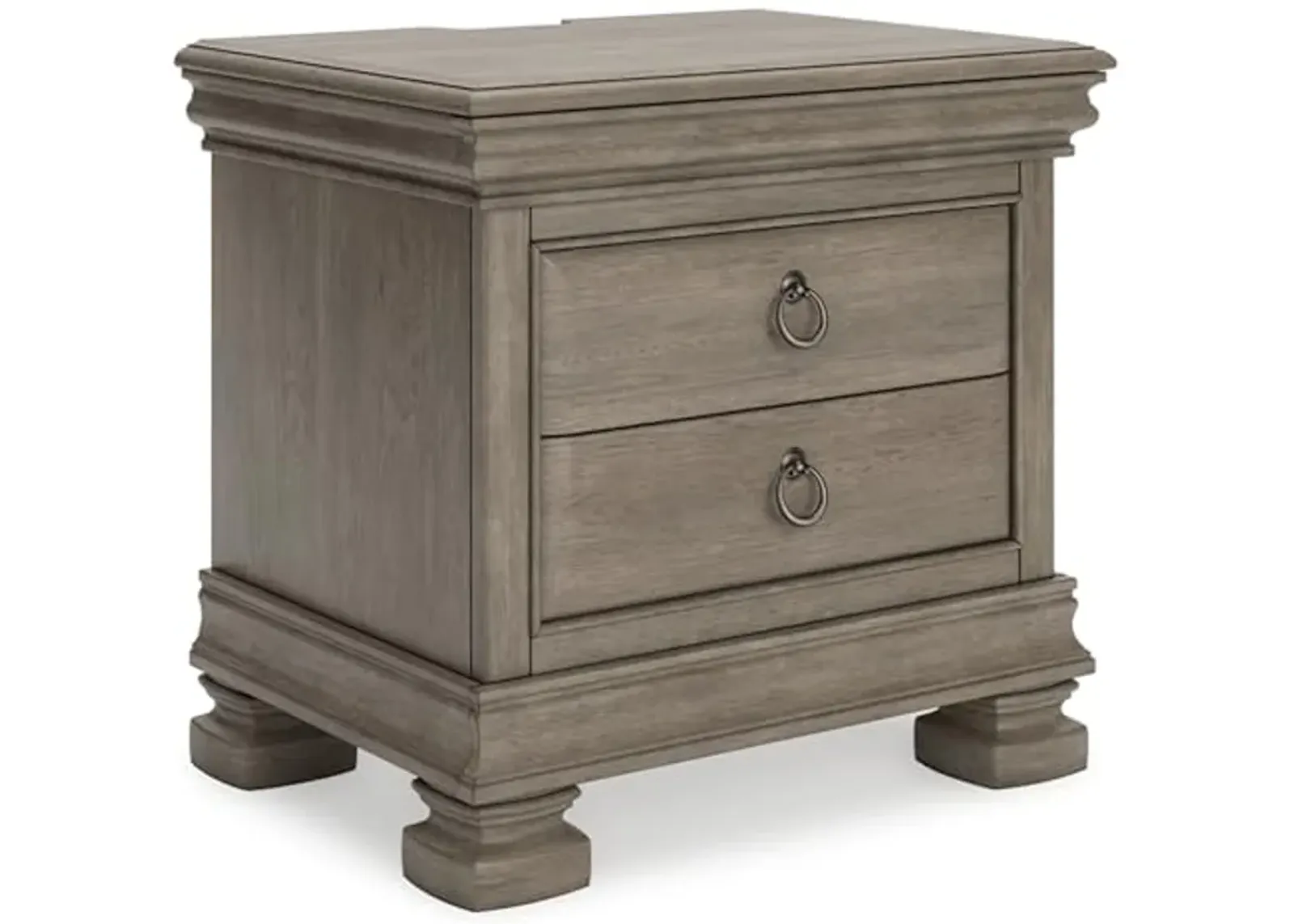 Signature Design by Ashley Lexorne Classic 3 Drawer Nightstand with Power Supply and USB Ports, 26.5" Tall, Light Gray