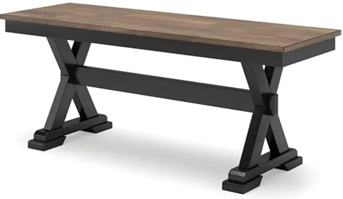 Signature Design by Ashley Wildenauer Farmhouse 50" Dining Bench, Dark Brown & Black