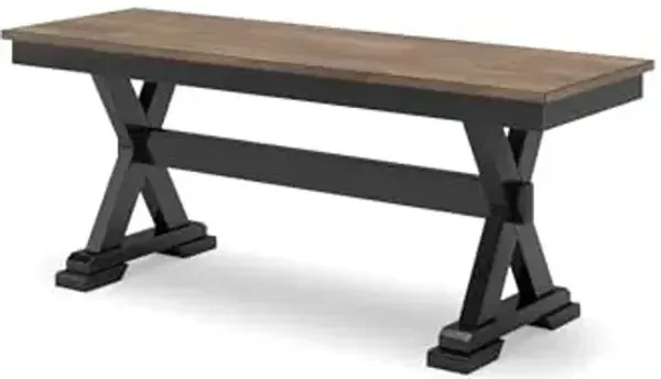 Signature Design by Ashley Wildenauer Farmhouse 50" Dining Bench, Dark Brown & Black