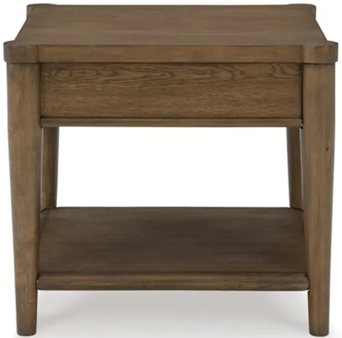 Signature Design by Ashley Roanhowe Contemporary 1-Drawer End Table with Open Lower Shelf, Light Brown