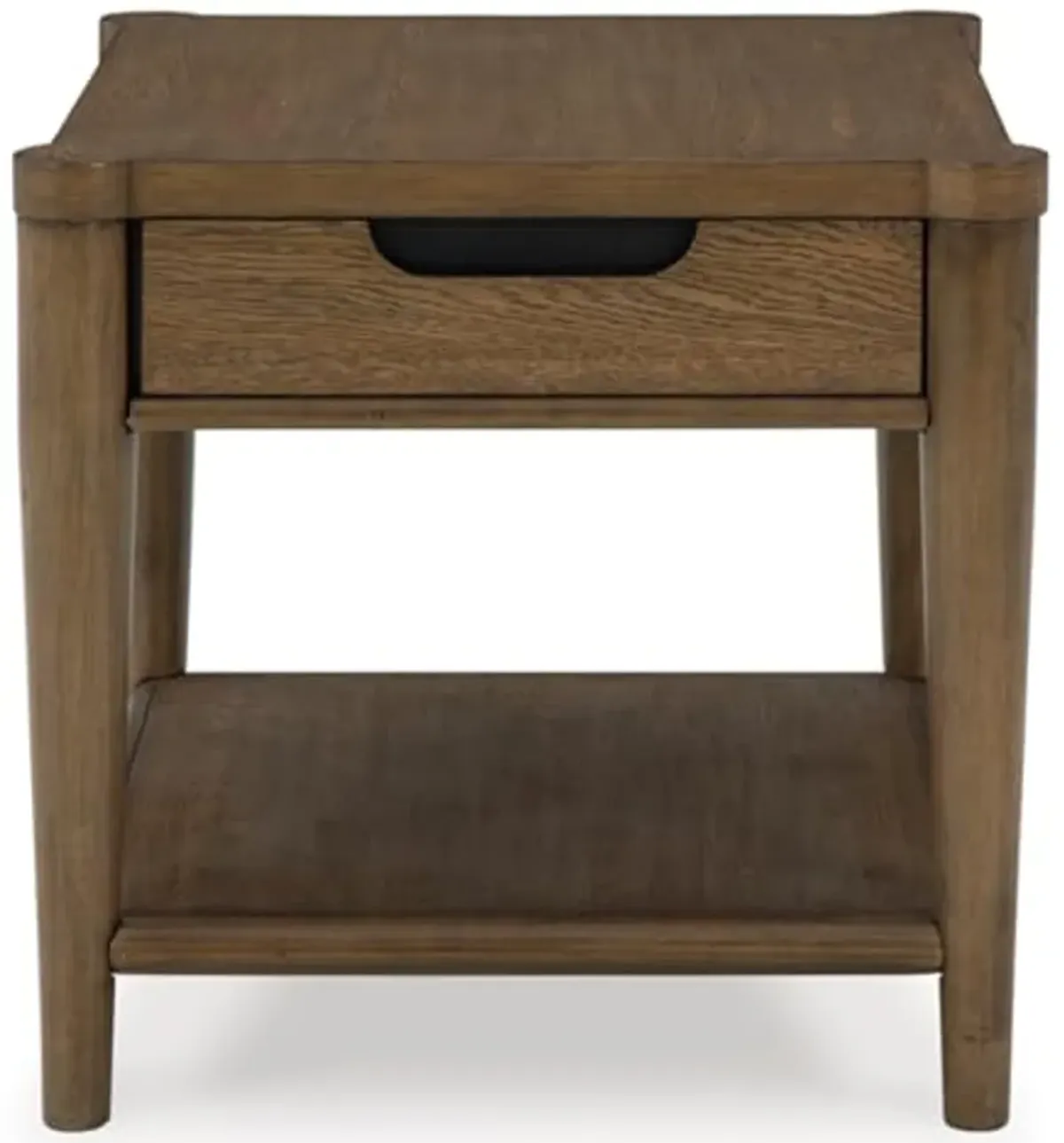 Signature Design by Ashley Roanhowe Contemporary 1-Drawer End Table with Open Lower Shelf, Light Brown