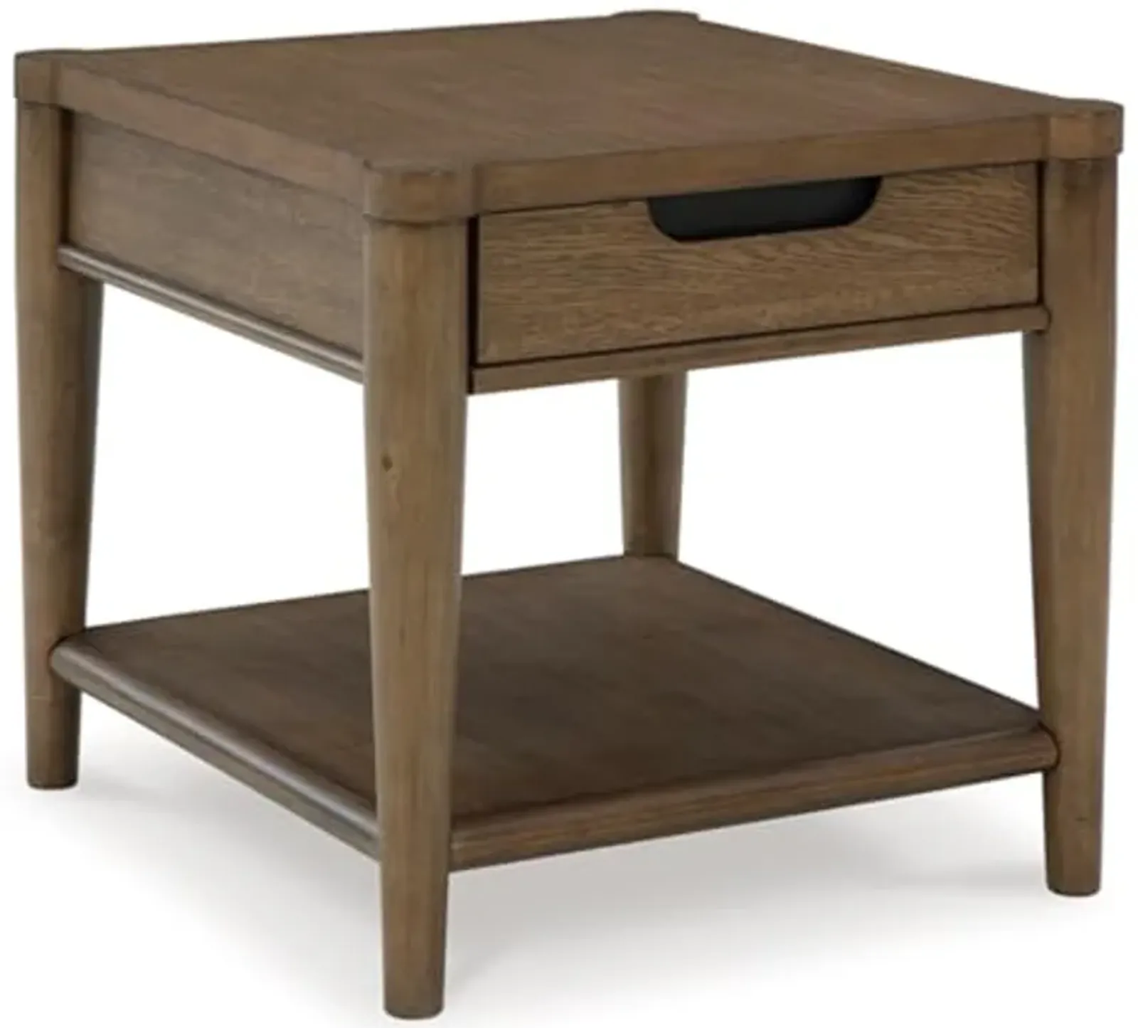 Signature Design by Ashley Roanhowe Contemporary 1-Drawer End Table with Open Lower Shelf, Light Brown