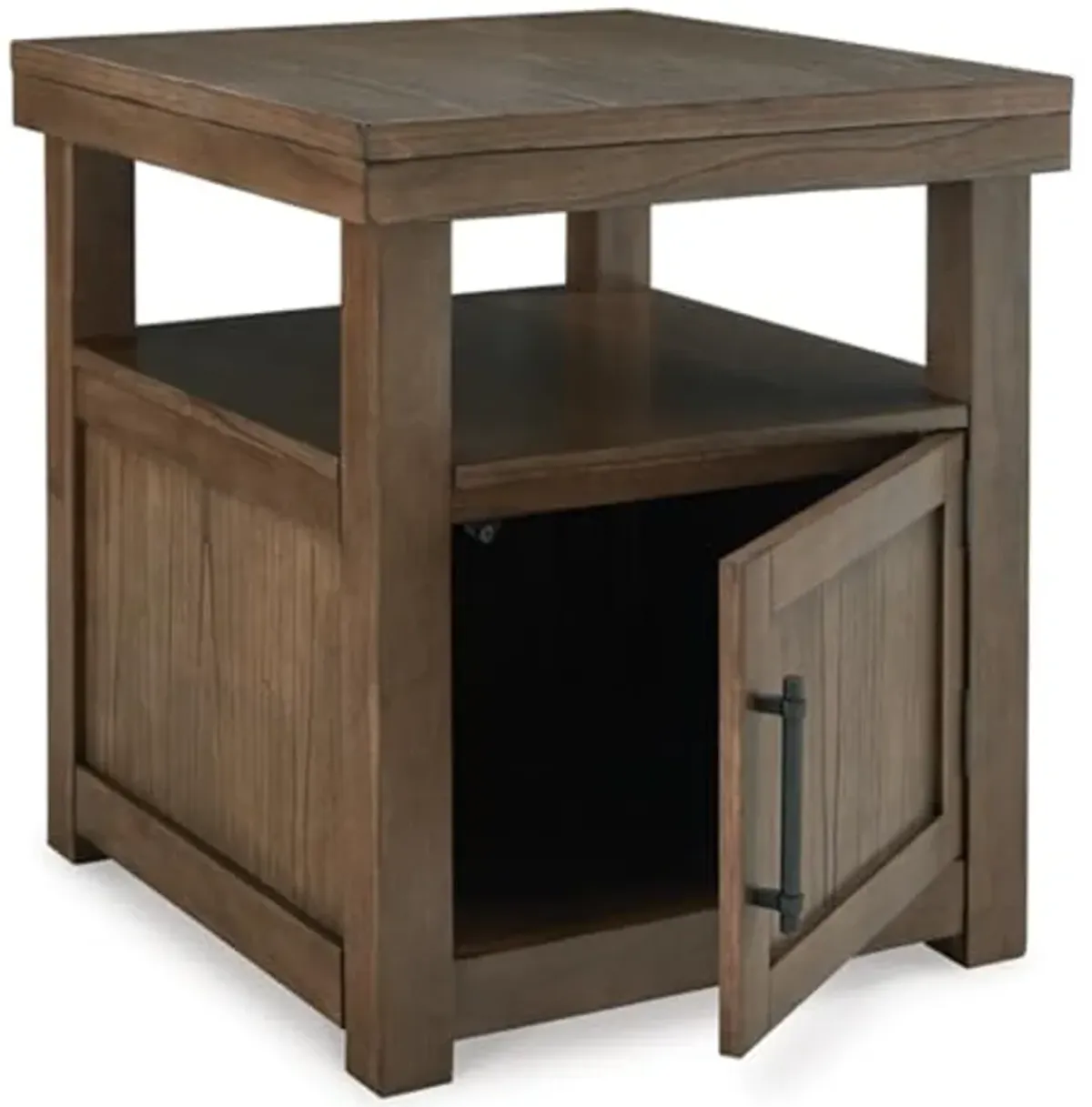 Signature Design by Ashley Boardernest Casual End Table with 1 Open Shelf and 1 Cabinet, Dark Brown