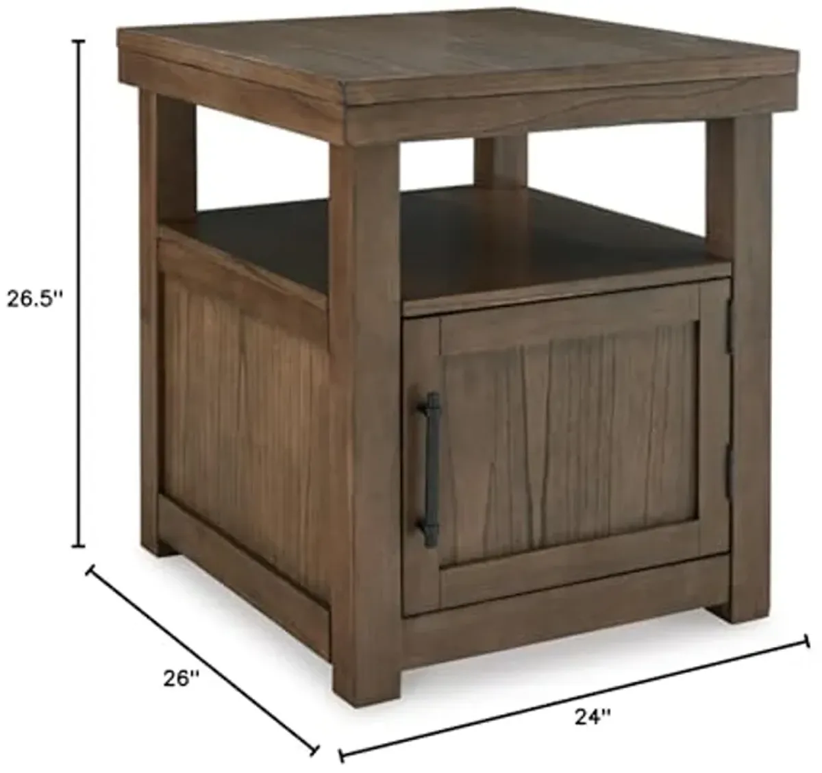 Signature Design by Ashley Boardernest Casual End Table with 1 Open Shelf and 1 Cabinet, Dark Brown