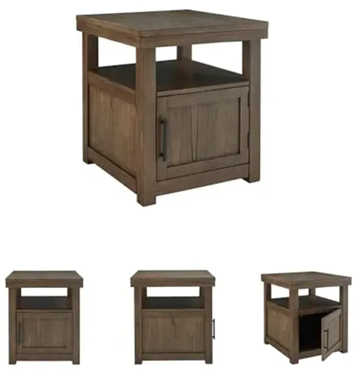 Signature Design by Ashley Boardernest Casual End Table with 1 Open Shelf and 1 Cabinet, Dark Brown