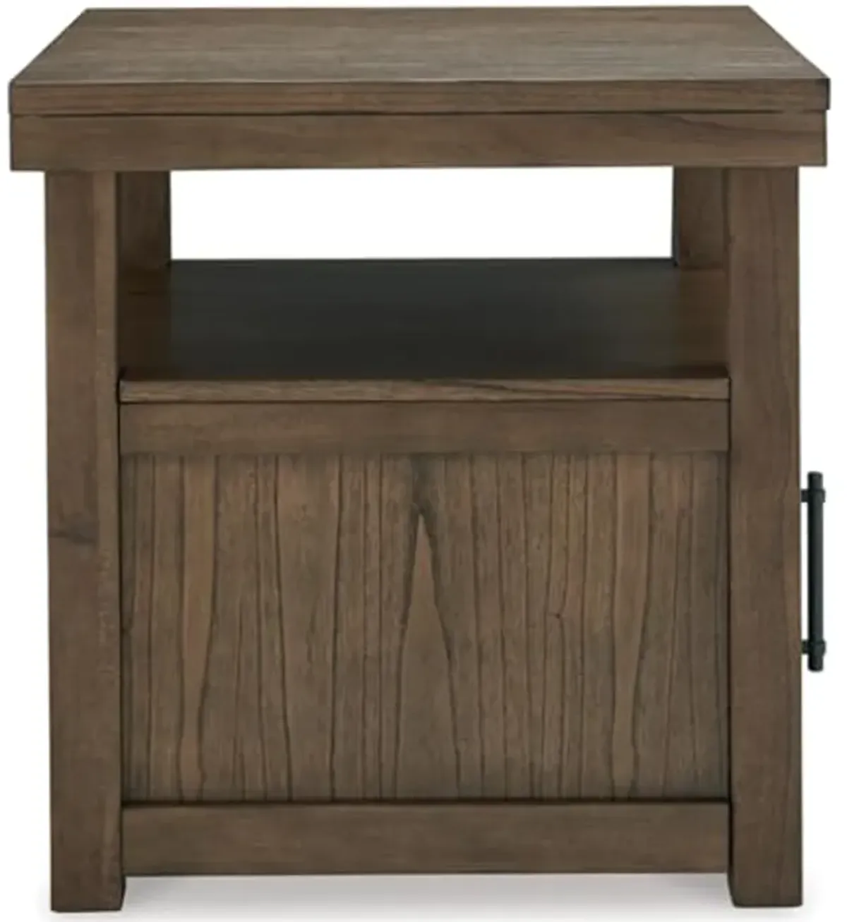 Signature Design by Ashley Boardernest Casual End Table with 1 Open Shelf and 1 Cabinet, Dark Brown