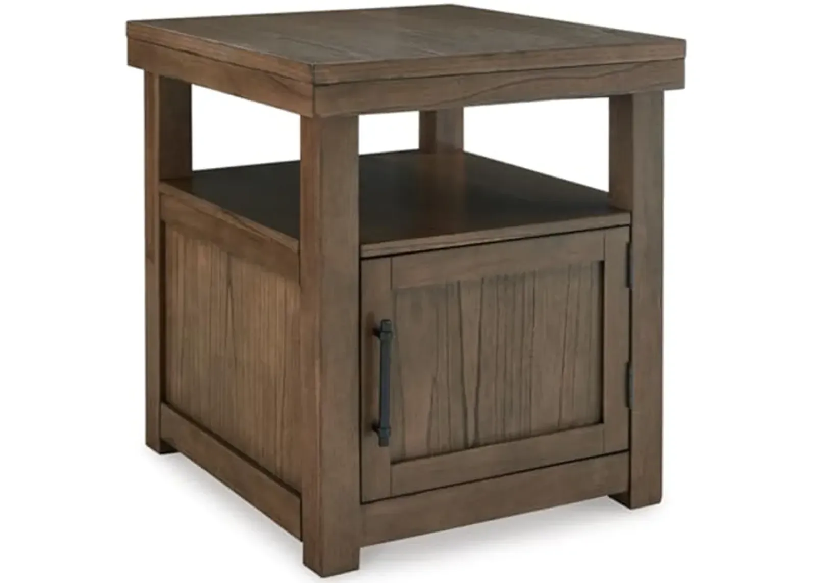 Signature Design by Ashley Boardernest Casual End Table with 1 Open Shelf and 1 Cabinet, Dark Brown