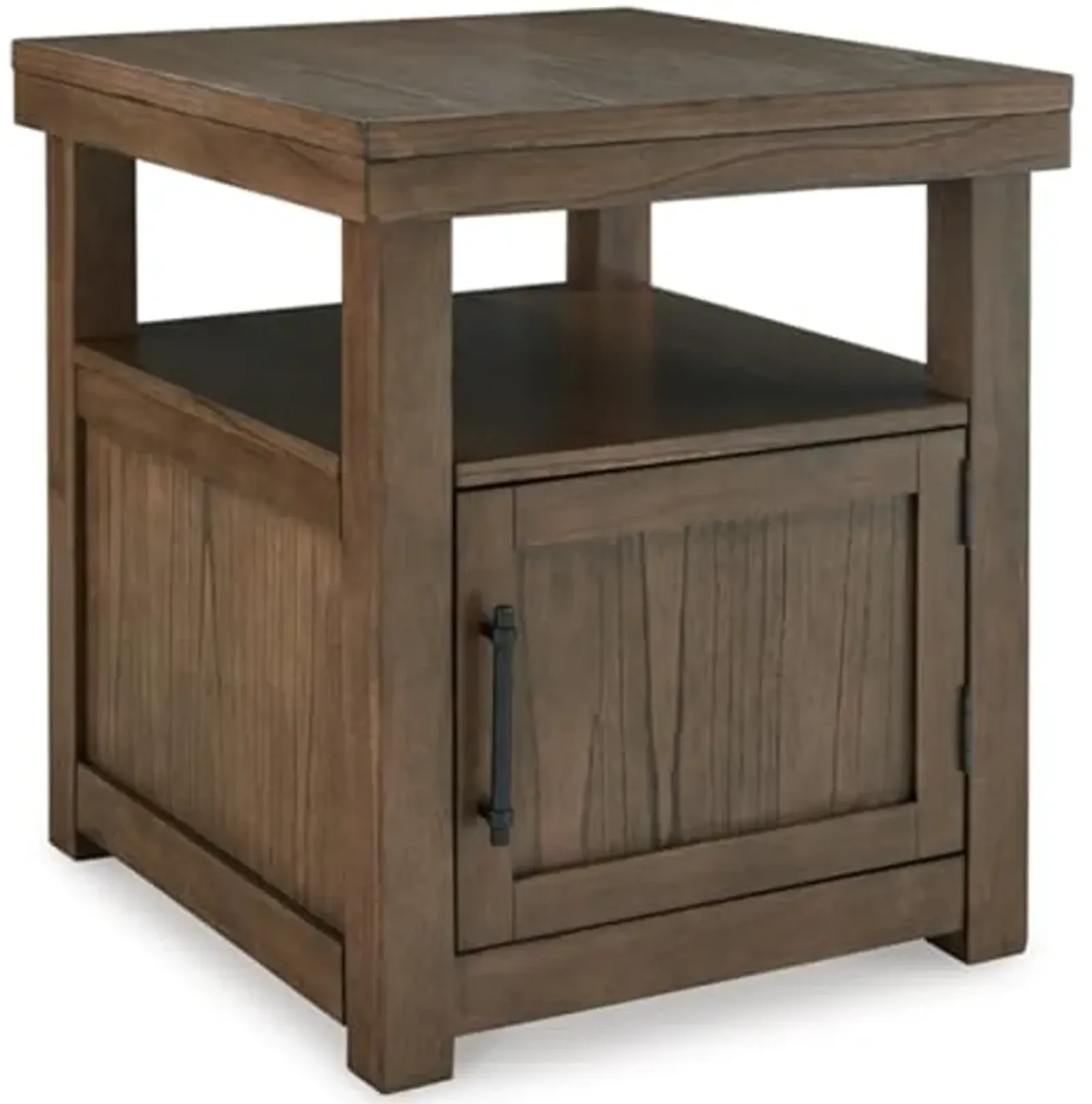 Signature Design by Ashley Boardernest Casual End Table with 1 Open Shelf and 1 Cabinet, Dark Brown