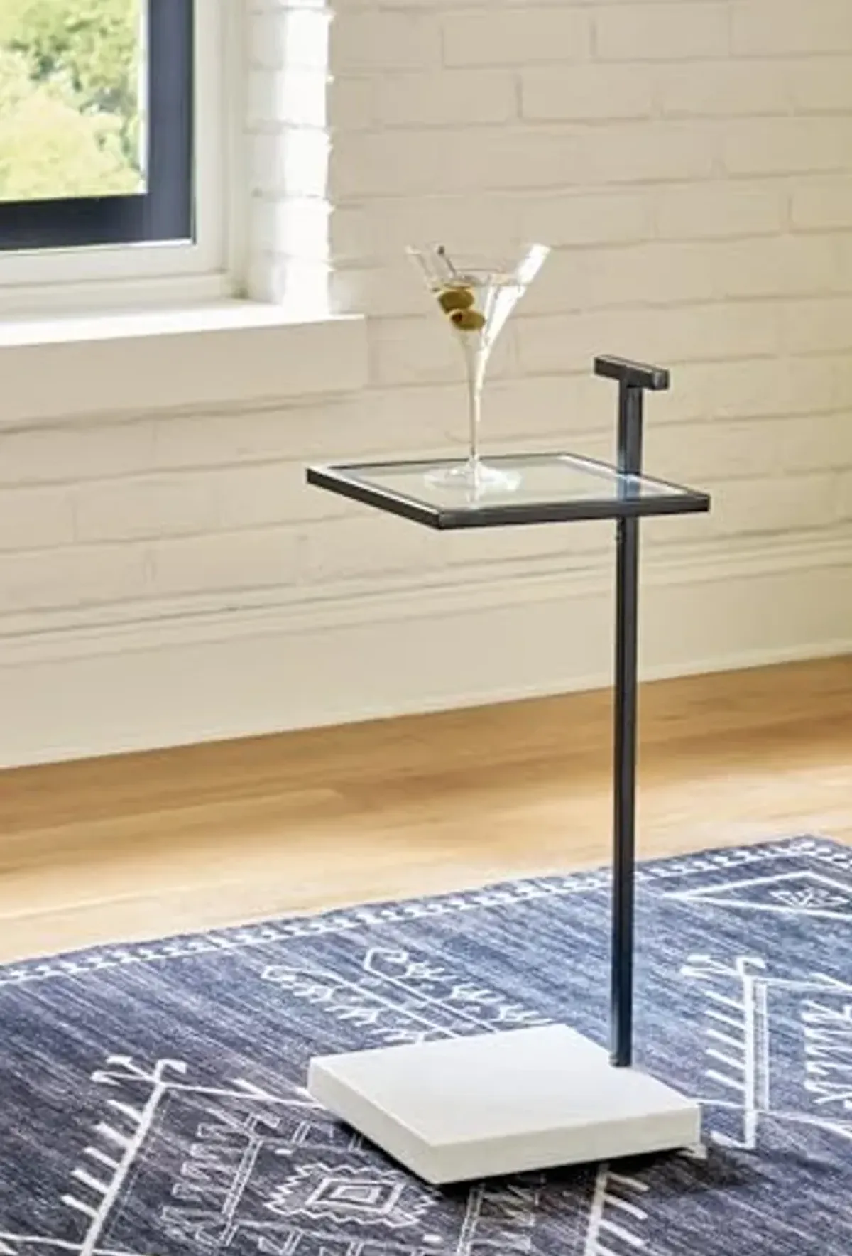 Signature Design by Ashley Mannill Accent Table, 10" W x 10" D x 27" H, Black & White