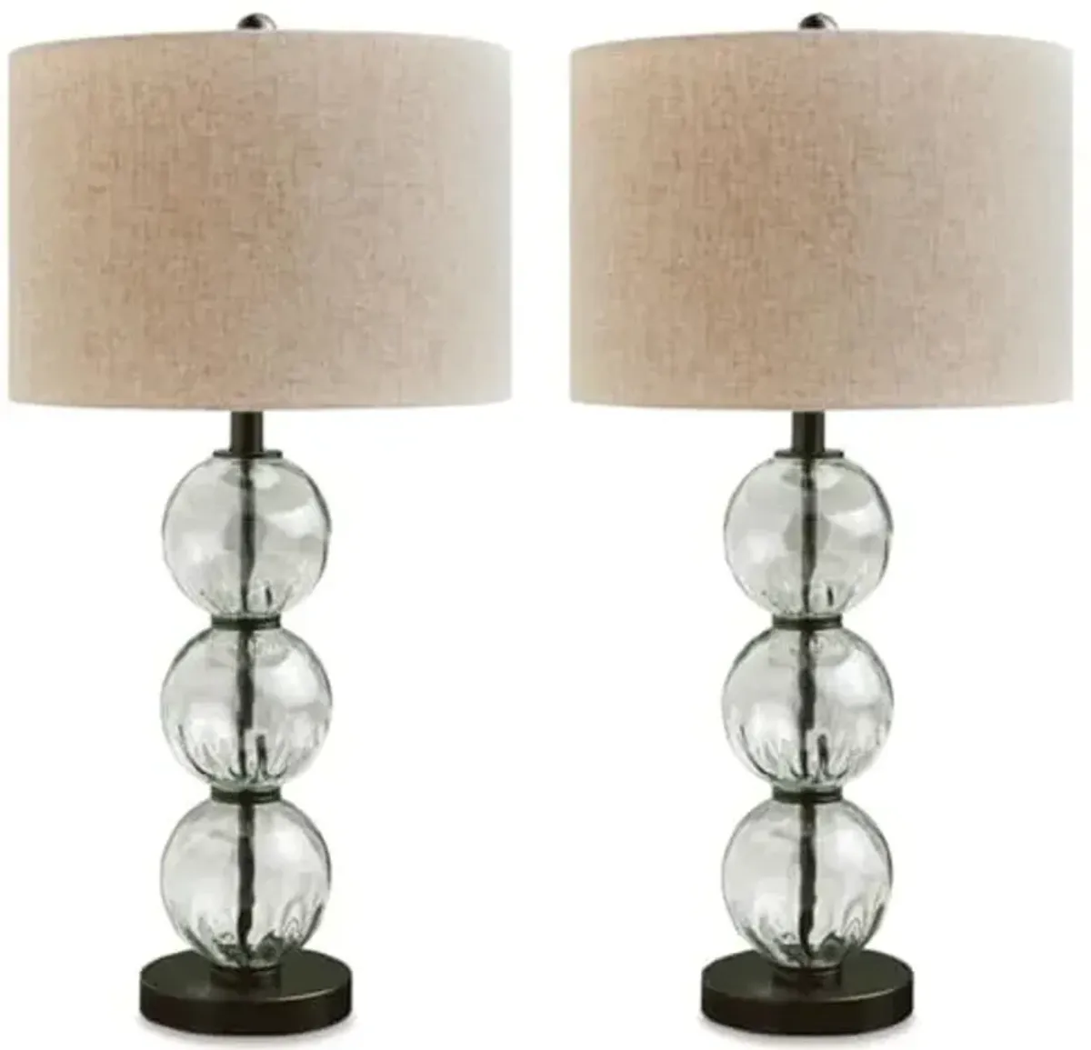 Signature Design by Ashley Airbal Modern 29.5" Glass and Metal Table Lamp, Set of 2, Black & Glass