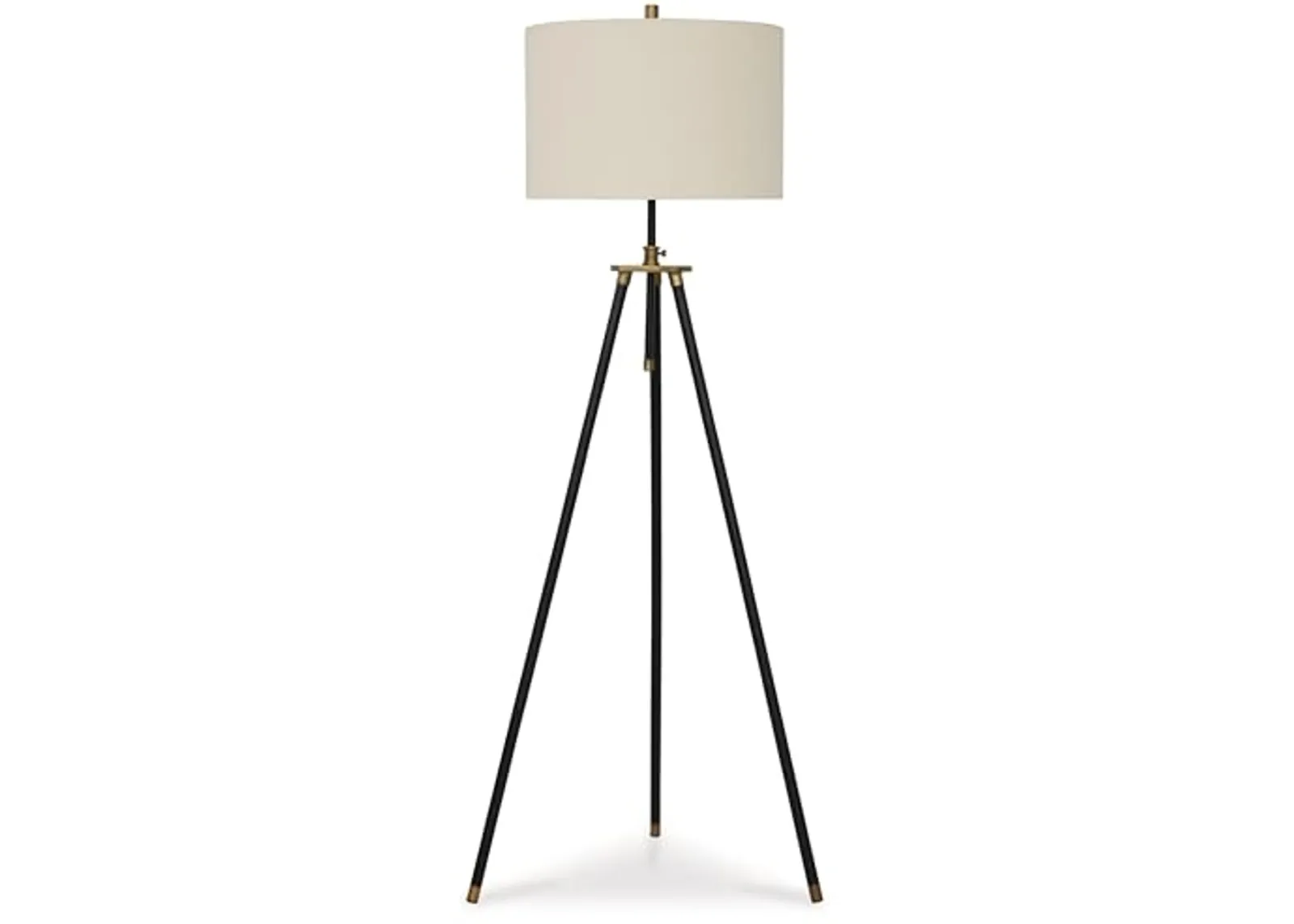 Signature Design by Ashley Cashner Industrial Metal Floor Lamp with 3-Way Switch, Adjustable Post and Tripod Base, Black & Metallic