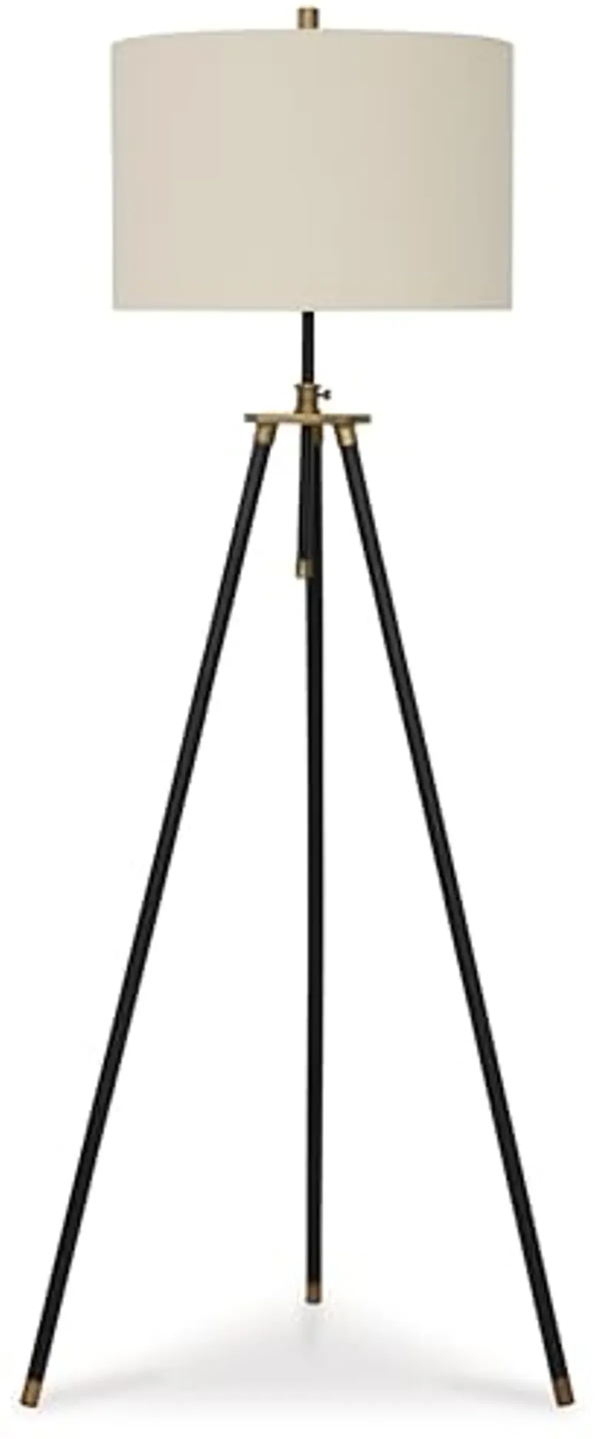 Signature Design by Ashley Cashner Industrial Metal Floor Lamp with 3-Way Switch, Adjustable Post and Tripod Base, Black & Metallic